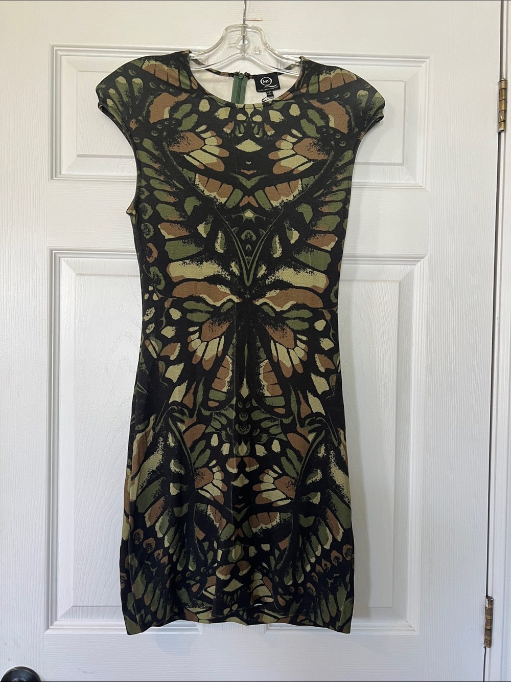 Price firm - Alexander McQueen Black, Olive & Brown Printed Mini Dress